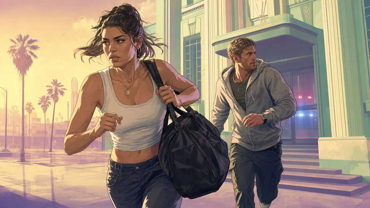 Missions database: Lucia and Jason fleeing a Vice City bank with a duffel bag
